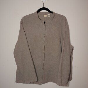 Linden Hill Linen Cotton Blend Button Front Stand Collar Shirt SzXX L Beige